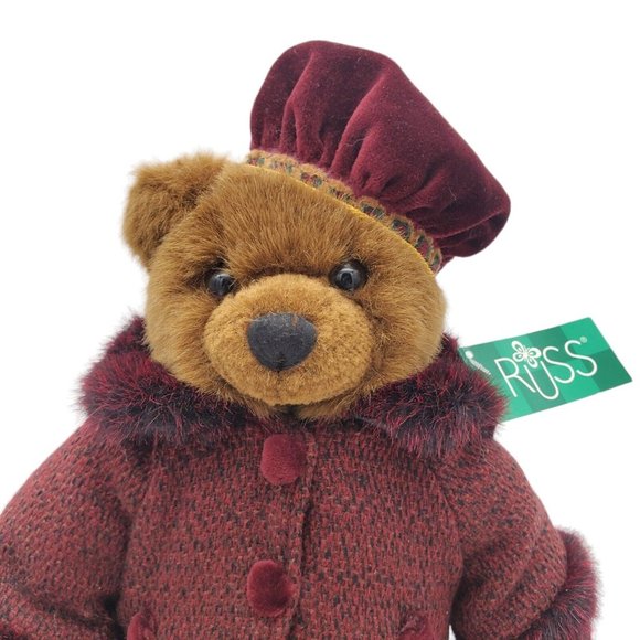 Vintage Russ Bears From The Past Handmade 12 Inch w/Tags Purse Purple Coat Hat - Picture 2 of 9